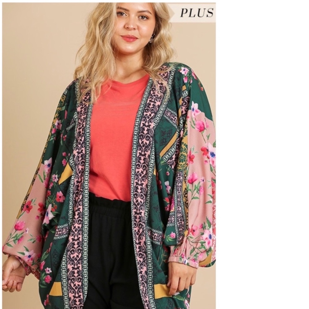 Umgee Open Front Scarf Print Kimono💕🌸 - Picture 2 of 7